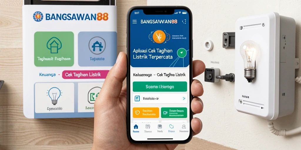 Tampilan antarmuka aplikasi BANGSAWAN88 untuk cek tagihan listrik.