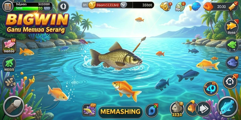 Antarmuka permainan BIGWIN yang menarik dengan elemen memancing yang seru.