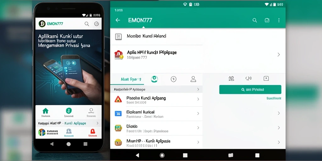 Tampilan antarmuka utama EMON777 untuk kunci aplikasi.