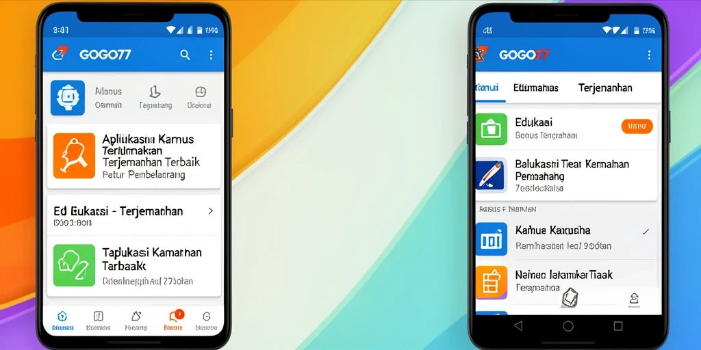 Antarmuka GOGO77 menampilkan fungsi Kamus Terjemahan dengan jelas.