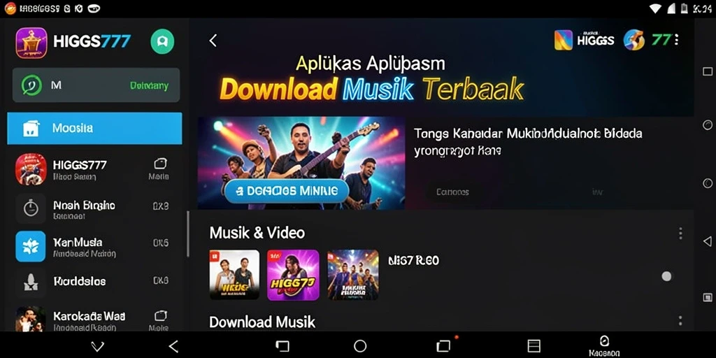Tampilan antarmuka HIGGS777 untuk Download Musik.