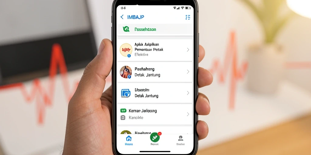 Tampilan antarmuka IMBAJP yang sederhana dan modern untuk pemantauan detak jantung.