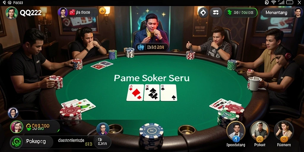 Antarmuka permainan poker yang menarik dan mudah dipahami.
