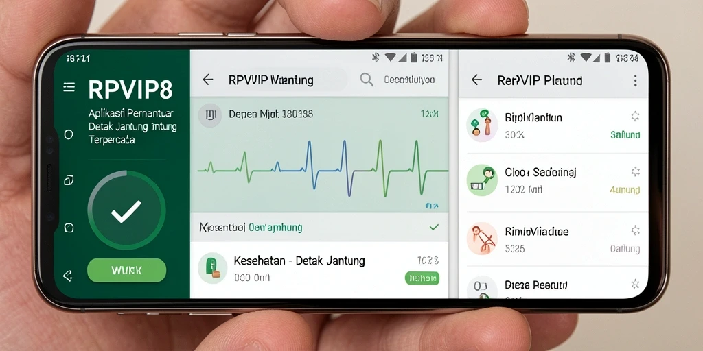 Tampilan utama RPVIP8 dengan fitur detak jantung yang mudah digunakan.