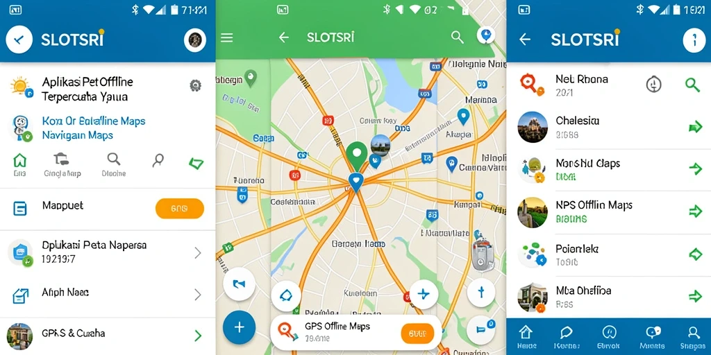 Antarmuka pengguna SLOTSRI menampilkan peta offline yang jelas dan informatif.