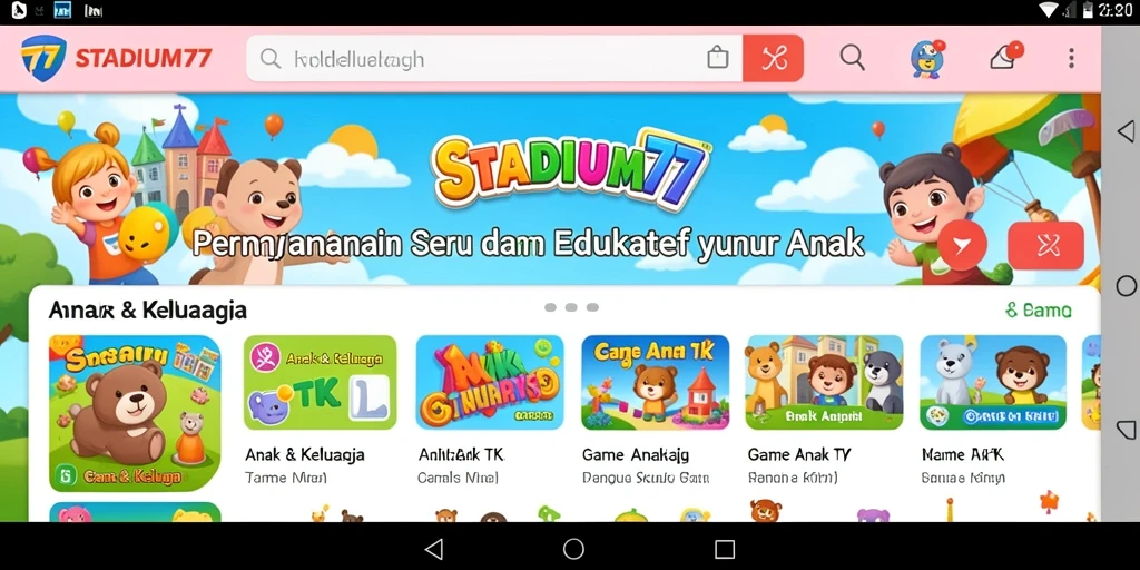 Antarmuka colorful dan menarik dari permainan edukatif STADIUM77.